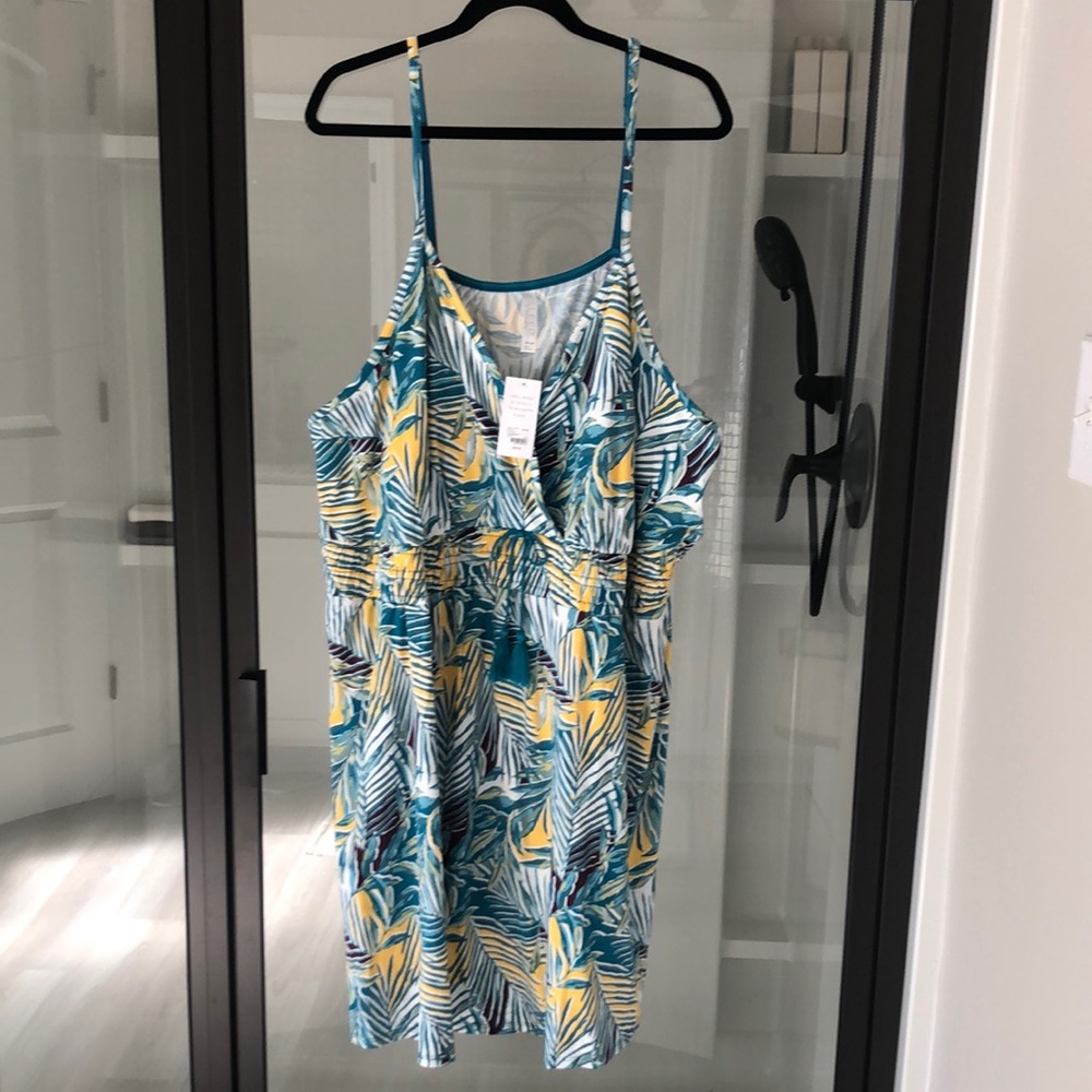 Cacique sleep palm Leaf dress swim cover Vacation resort 34/36 NWT summer spring